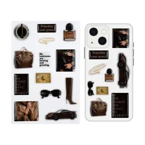 The Chic Golden Autumn Vibes Affirmation Resin 3D Epoxy Sticker Set - Durable Long Last Affirmation Stickers