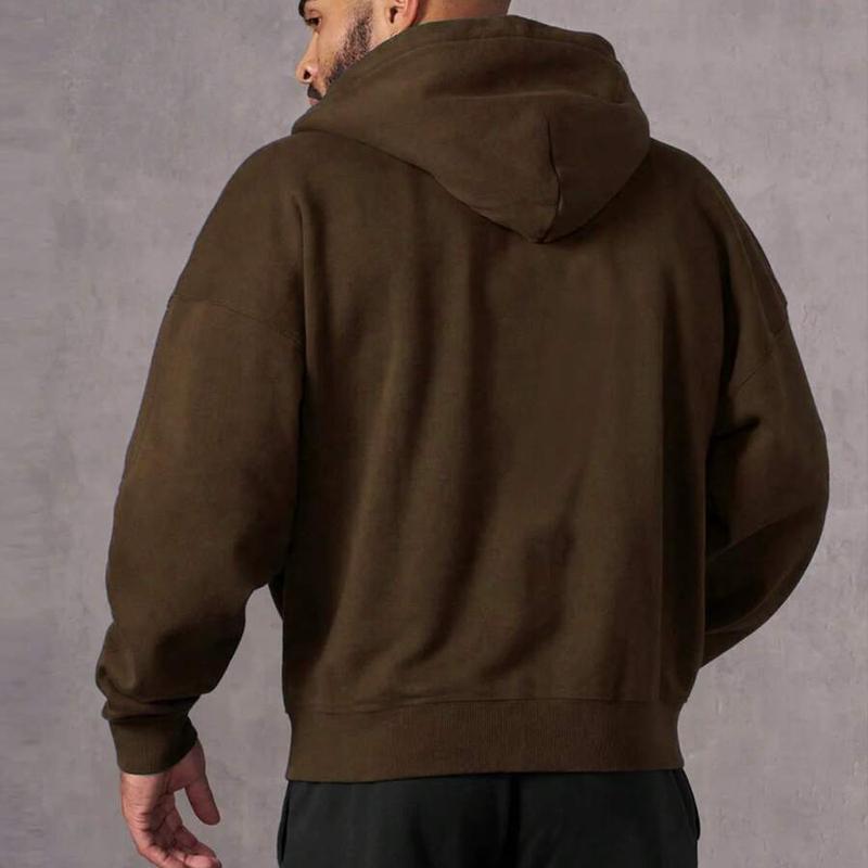 MEN Street Life Men's Vintage Washed Loose Metal Zipper Sweatshirt Hoodie (Reinforced Collar, Hem And Shoulder Seams To Prevent Deformation), School