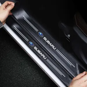 4PCS Car Door Carbon Fiber Sill Protector Sticker For Subaru Forester Outback Crosstrek Tribeca Legacy Ascent Impreza Levorg Mpreza