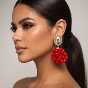 Earrings Handcrafted in Mexico Artisanal Earrings Flower Design from Palm Leaves Lightweight Nickel Free Elegant Jewelry