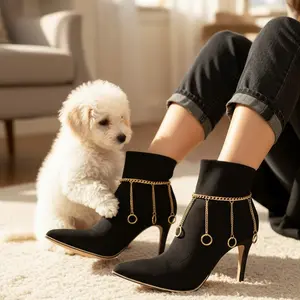 Women's Gold Metal Chain Boot Bracelet Anklet Shoe Dangle Ring Charm Western PAIR BC107 Adjustable 11-15 Inch Handmade in USA Fashion Bling Boot Strap Chain Set