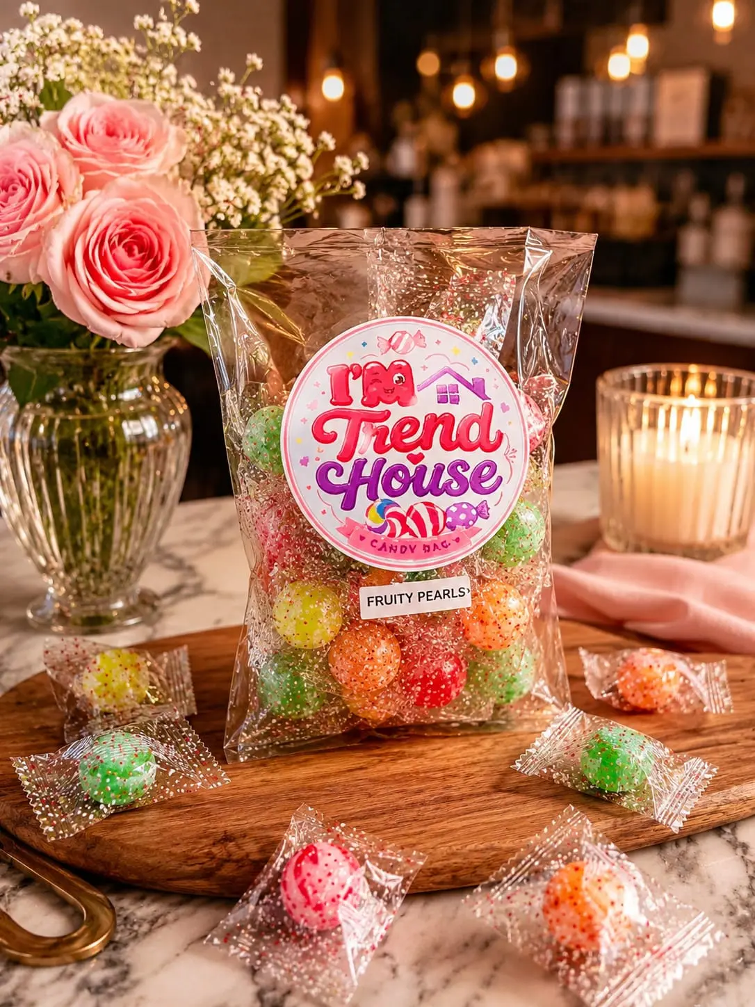 Fruity Pearls Candy Bag | Assorted Fruit Flavored Hard Candy | Individually Wrapped Sweet Treats | I'M Trend House
