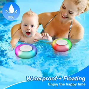 Floating Pool Speaker RGB Color Changing LED IPX65 Waterproof Bluetooth 5.0 Shower Speaker for Pool Bath Beach