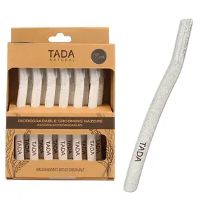 TADA Natural - 12PCS Straight Razors for Men Eco-Friendly Wheat Straw Disposable Razors for Eyebrows Beards & Hairlines Safe Precise Grooming Tools