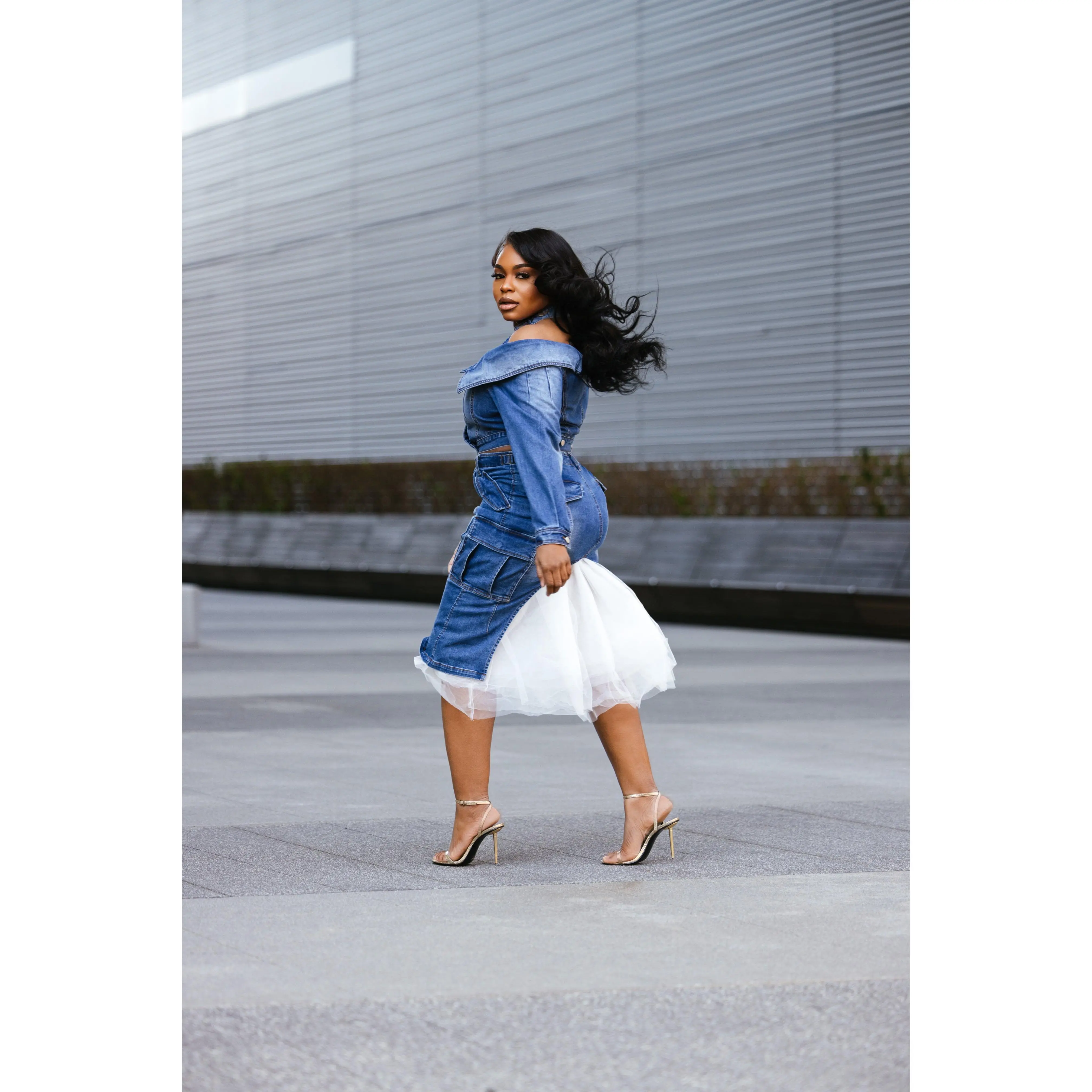 Business in front, Party in the back Denim and Tulle Set