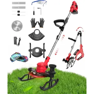 Electric String Trimmer, 3 in 1 Cordless Weed Wacker Grass Eater, Brushless Weed Eater, Grass Trimmer with 2 x 24V  and Charger for Lawn, Yard and Brush Trimming