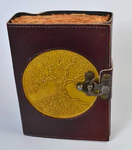 Tree of Life Leather Journal — Aged Paper, Latch Closure Spell Book