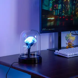 3D Holographic Projection Clock with Acrylic Dome Cover, LED Floating Image Display for Santa, Christmas Tree & Custom Animations — Futuristic Ambient Decor and Tech Gift for Bedroom, Living Room, Gaming Desk, or Holiday Gifting