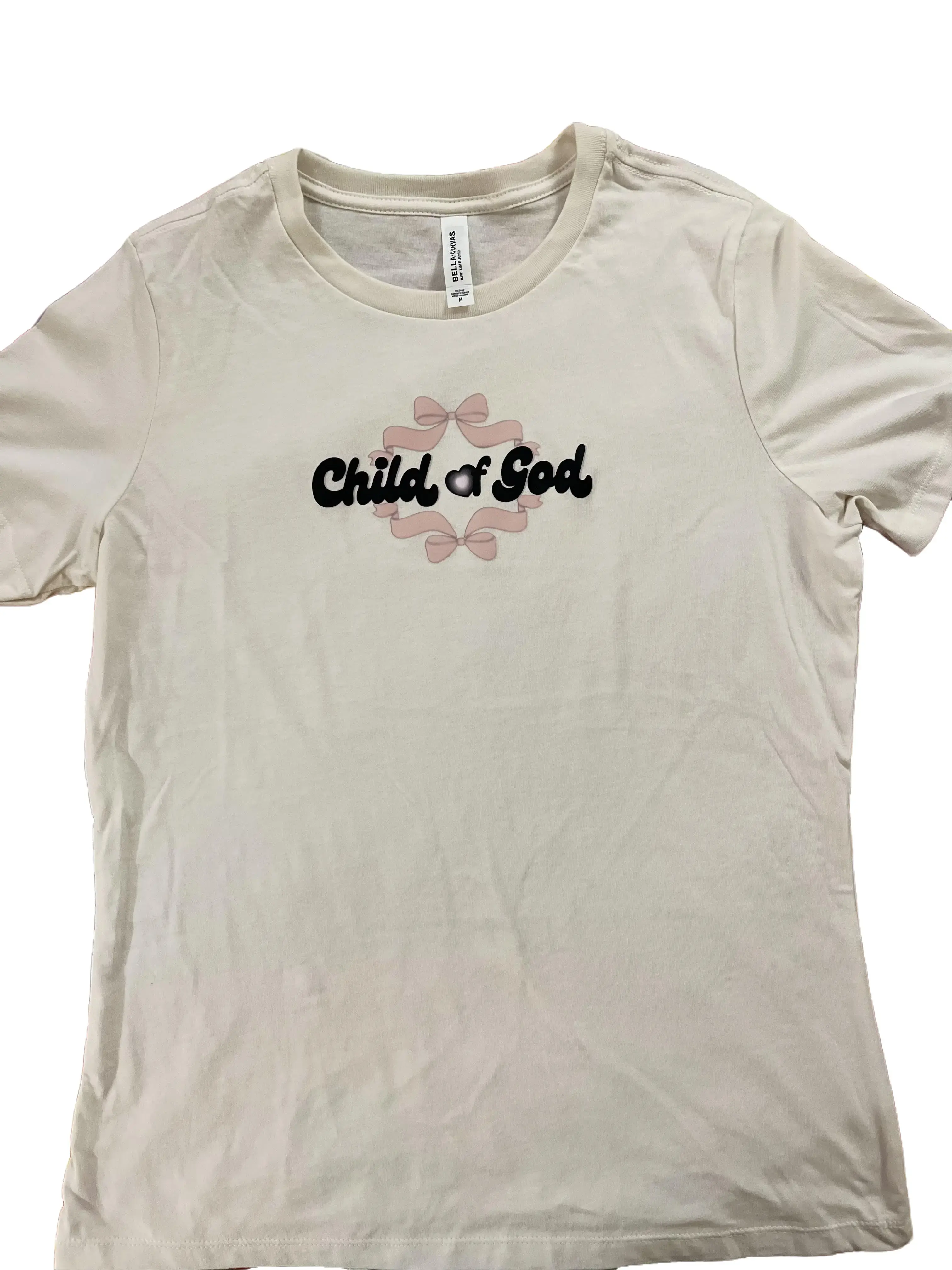 "Child of God" Original Design Women's Premium 100% Airlume Combed Ring-Spun Cotton Top, Hand-Applied DTF Heat Press T-Shirt