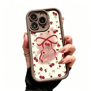 Red Ribbon Bowknot Rose Pattern Case for iPhone17  16 15 14 Pro Max 13 12 11 X  XS Plus Shockproof Drop Protection Rugged Durable Silicone Cover iPhone case
