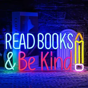 Neon LED Light Sign, Adjustable Lighting Wall-Mounted, Colorful Neon Logo for Classrooms, Bookstores, Libraries, Museums, Study Rooms