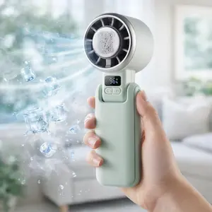 Rechargeable Handheld Fan, Portable Turbo Cooling Fan with One Touch Ice Cooling, 5 Speed Quiet Airflow, Digital Battery Display, Foldable Mini Fan for Handheld, Perfect for Travel, Cruises, Festivals, Summer Heat and Gifts,Mother’s Day Gift for Mom