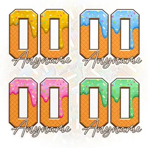 Custom Name Sticker Personalized Baseball Softball Ice Cream Drip Sprinkles Waterproof Die-Cut Vinyl Sticker for Water Bottle, Kindle, Laptop, Stickers Gift for Her Him O