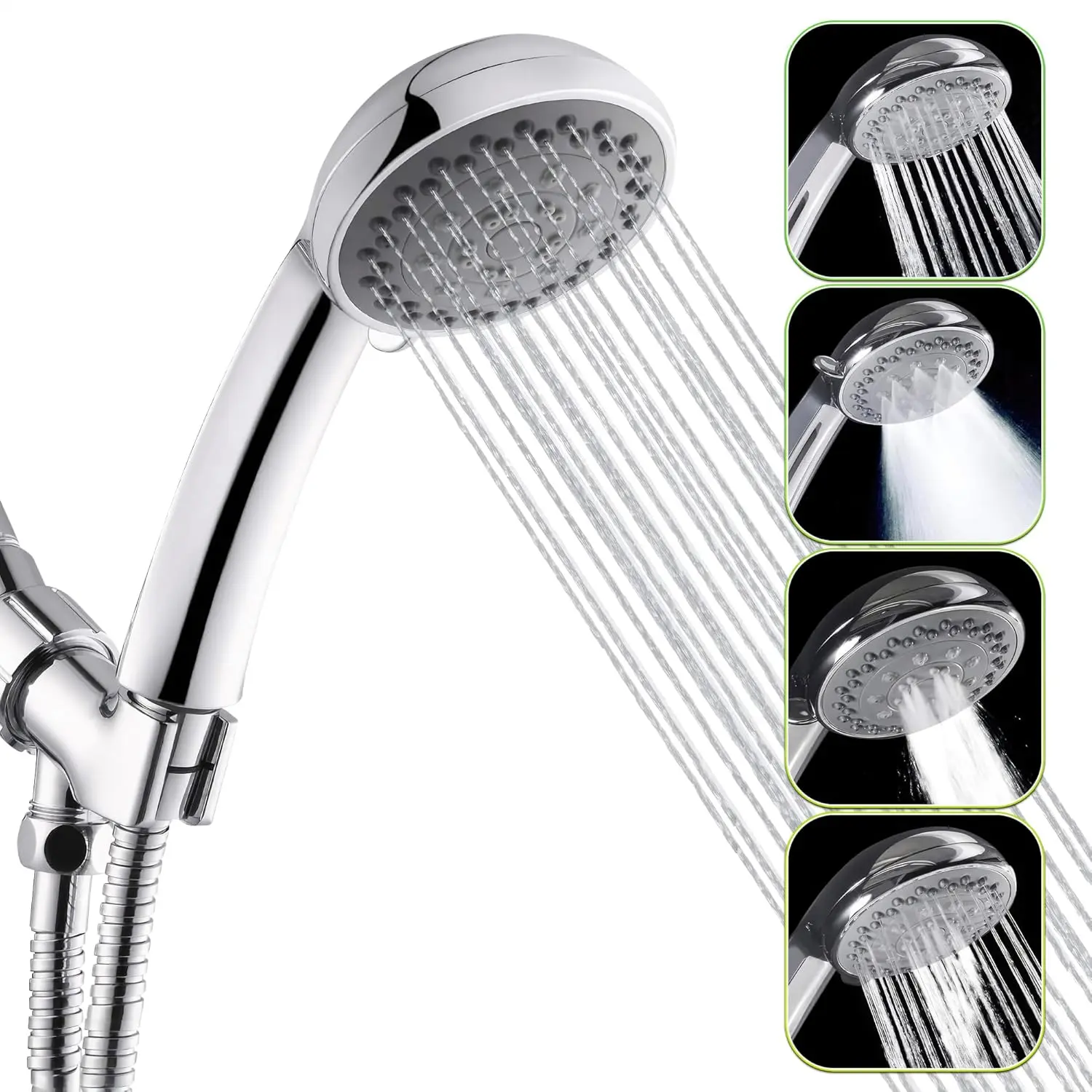 5-Mode Handheld Shower  with Hose 4.9 Ft - Shower Wand 3.64 Inch Hand Held Shower  with Long Hose - Shower Sprayer Attachment for Shower - Detachable Shower  with Handheld Showerhead