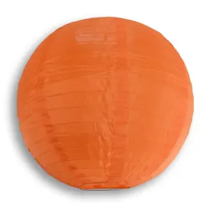 BULK PACK (5) 30 Inch Orange Jumbo Shimmering Nylon Lantern, Parallel Ribbing, Durable, Dry Outdoor Hanging Decoration