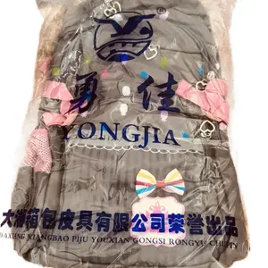Girls YONGJIA Backpack – Gray & Pink Strawberry Print