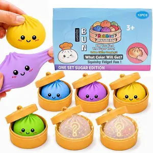 Blind Box Squishy Toy，10 pieces of TPR flour+2 pieces hidden TPR gold powder bursting beads，Dumpling Squishy，Surprise & Collectible，Gubercen，Food-Themed Squishy，Slow Rising Squishy / Squeeze Toy，Office environment, students, party gifts