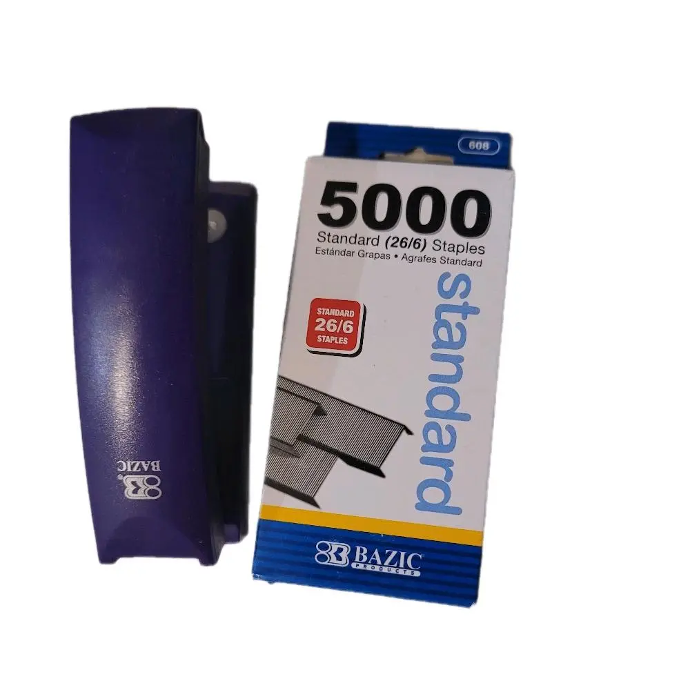 Bazic Random Color Stapler with 5000 Staples - Standard Stapler for Office Use - Compact & Portable - Ideal for Business & Industrial Settings - Stapleless Operation