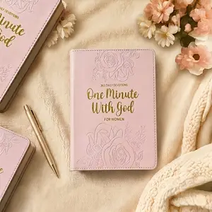 One Minute with God for Women: 365 Daily Devotionals Bible Record Book, Pink Hardcover, Exquisite Embossed Floral Design, Golden Foil Title, Log Book Spiritual Inspiration - Prayer Gift for Mom