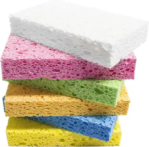 Heavy Duty Cellulose Sponges for Kitchen Cleaning - Eco-Friendly Pop-Up Sponges (6 Pack) - Cleaner