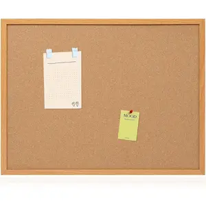 Cork Board Bulletin Board 24 x 36 Wood Framed Corkboards for Wall Decor Hanging Office Message Board Large Wall Mounted Notice Pin Board with 15 Push Pins for School Home & Office