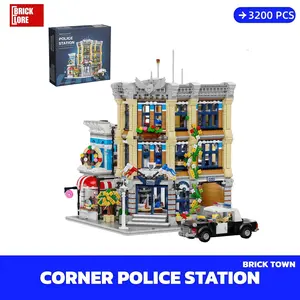 [BrickLORE](SHIP FREE)Corner Police Station Brick Town With Original box 3200pieces 36*34*12cm
