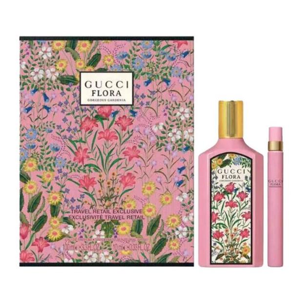 Gucci Flora Gorgeous Gardenia Eau de Parfum 2PC Gift Set for Women – 3.3oz EDP & Travel Spray, Floral Fragrance with Pear Blossom & Gardenia, Perfume