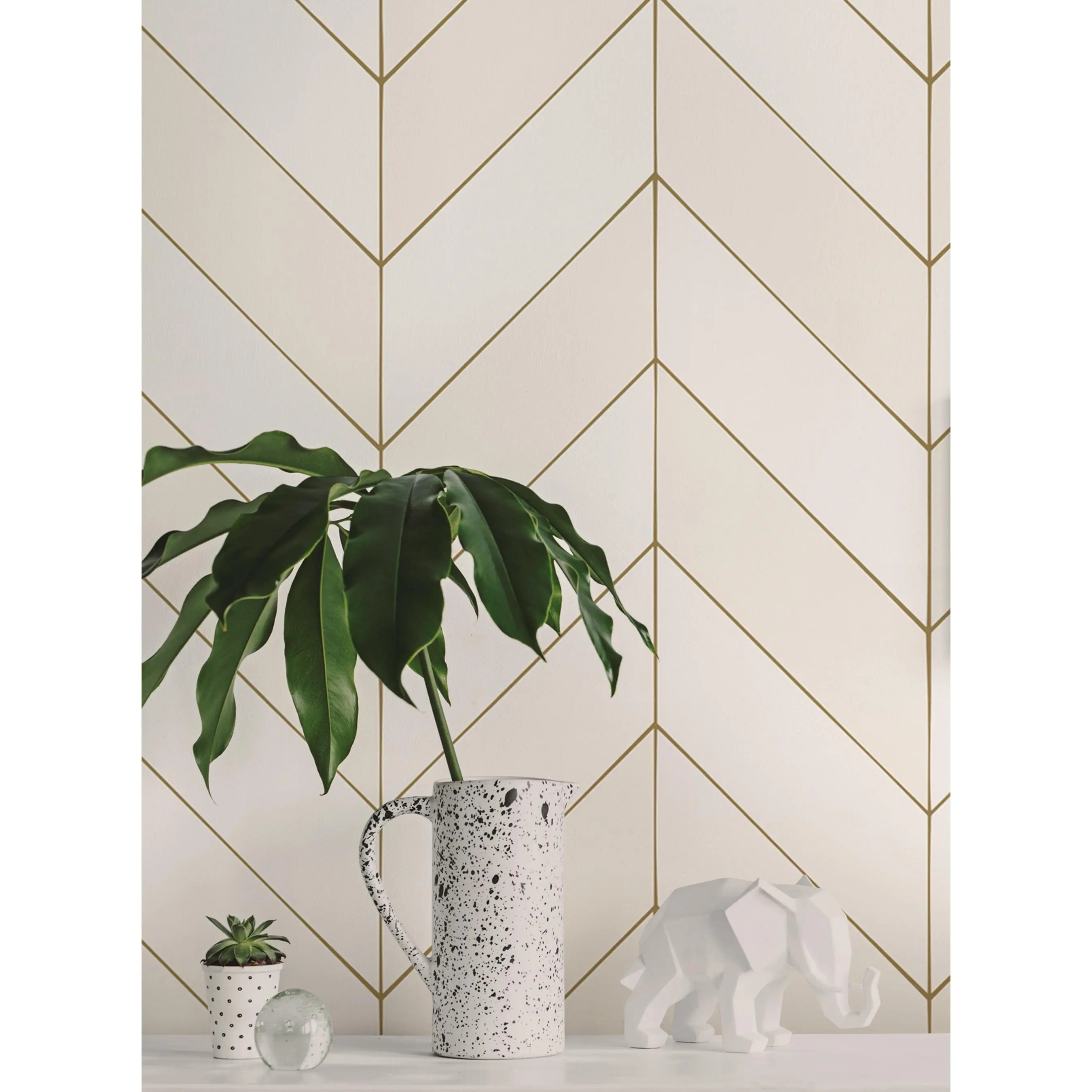Gold Lines Chevron Wallpaper - Peel & Stick