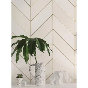Gold Lines Chevron Wallpaper - Peel & Stick