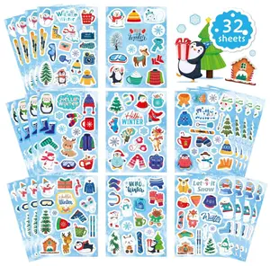 393 PCS Winter Stickers for Kids, Hello Winter Theme Stickers with Christmas Tree Snowman Snowflake Penguin, Winter Holiday Stickers for Gifts