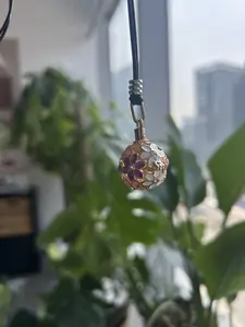 Tricolor Flower Garden Locket: Openable Hollow-out Design | Adjustable Chain | Includes 3 Botanical Scent Beads for Stress Relief & Sacred Mementos