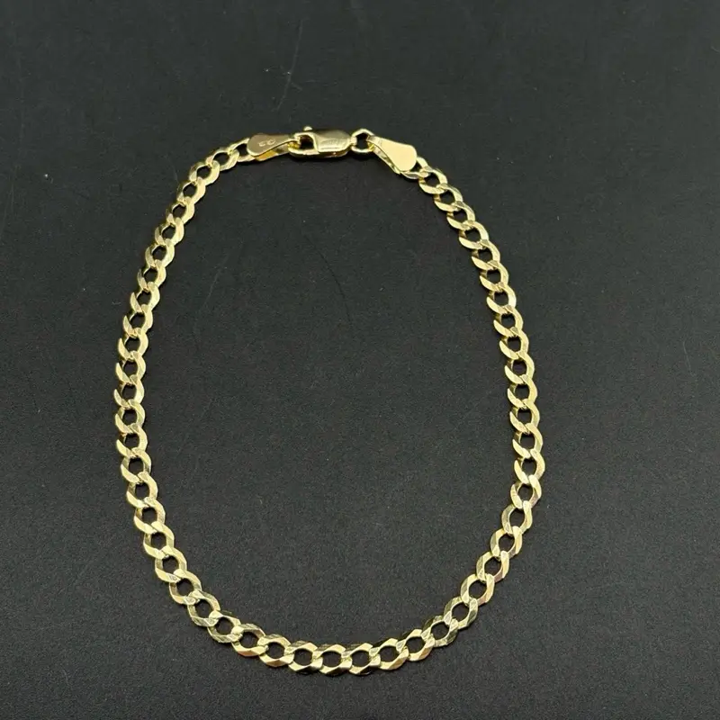 14k Solid Gold Cuban Bracelet, 8 in, 3.8mm