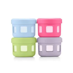 Ello Reusable Condiment Containers 4oz each with Screw-on Leak Proof Lid | Perfect for Salad Dressing Sauce Dips Lunchbox Picnic Travel Bento Box | BPA-Free | Dishwasher Safe