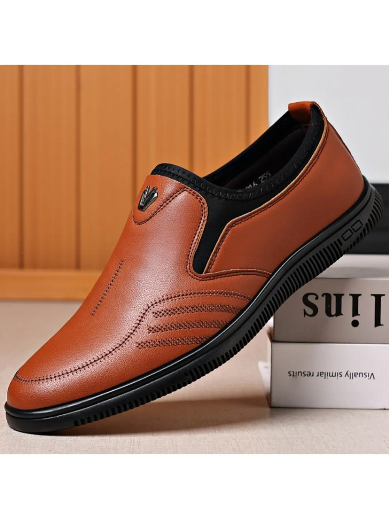 Men's Business Casual Shoes Soft Material Metal Buckle Detail, Comfortable Office Wear & Formal Events, Plain Design for All Seasons