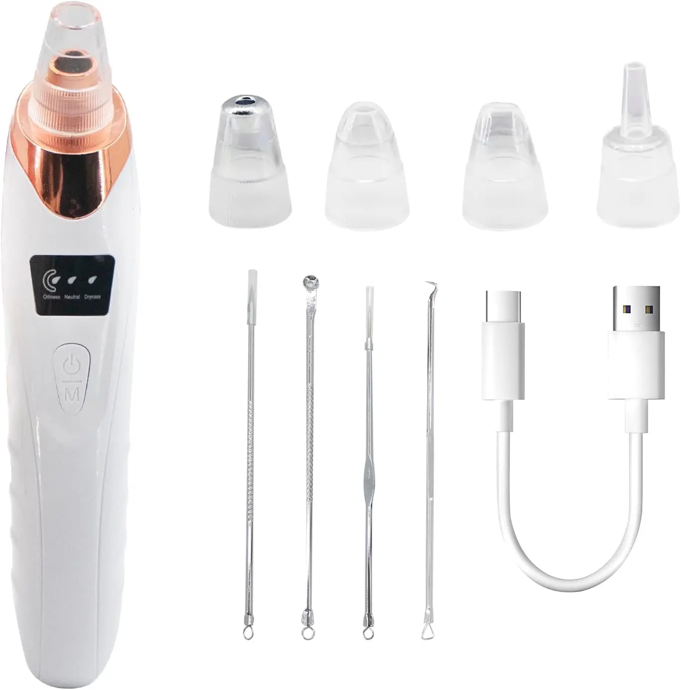 Electric Facial Clean Tool, Rechargeable Facial Pore Cleaner, Blackhead Removal, 4 Suction Heads Facial Beauty Instrument, Facial Skin Care Tool for Women, Blackhead Cleaning Instrument, Blackhead Remover Tools