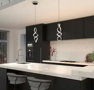 LED-mate-Modern LED Pendant Lights Kitchen Island, Chrome Chandelier, 22W Adjustable Height Hanging Light Fixture for Kitchen Dining Room Bedroom Cafe Table, 1 Pack