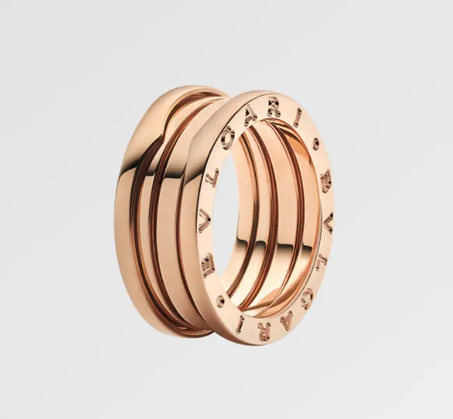 Pre-owned Bvlgari B.zero1 three band ring in 18 kt rose gold