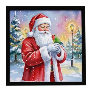 Carolines Treasures FNT1202MFP88 8 x 8 in. Lovebird with Santa Claus Framed Metal Print