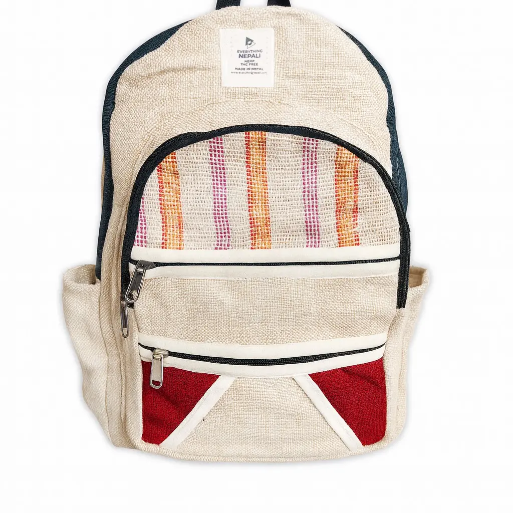 Everything Nepali Backpack, Fits laptop, Eco friendly, Organic Hemp travel and laptop Backpack, handcrafted by the best artisans in Nepal (Cosmos)