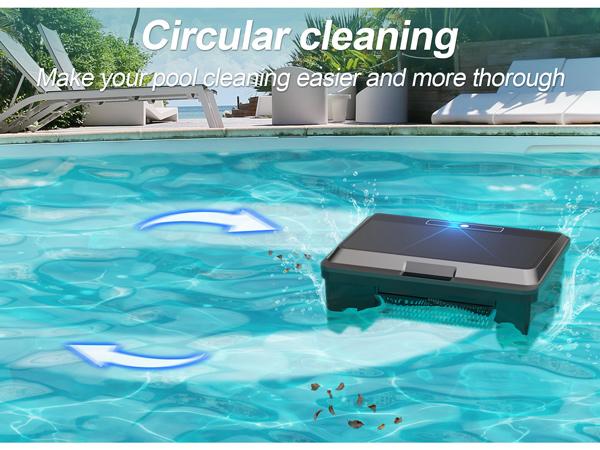 Robotic Pool Vacuum Cleaner, Solar Powered Robotic Surface Cleaner with Remote Control Dual Charging Options Smart Obstacle Avoidance 12 Hours Continuous Cleaning, Ideal for Above/In-Ground Pools up to 33 FT in Length Y90, Automatic Pool Cleaner, 4L Top-L
