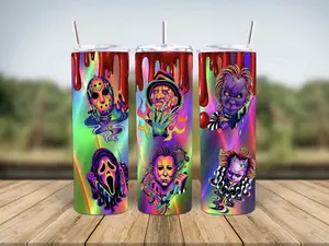 Horror Characters 20oz stainless steel tumbler with straw & lid