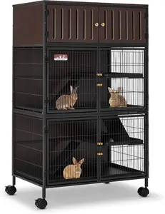 HABUTWAY 60 Inch 4-Tier Rolling Metal Ferret Cage, Large Critter Nation Pet Habitat with Ramps & Pull-Out Waste Tray, Spacious Multi Level Cage for Ferrets, Rats, Hamsters, Small Animals