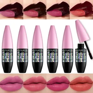 4 Color Peel-Off Lip Gloss Easy Application Moisturizing Long-Lasting Lip Color Boosts Complexion, Liquid Form, Single Item Pack