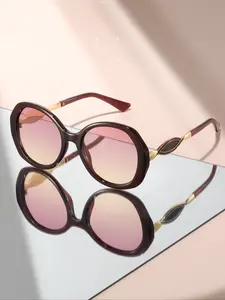 Large Round Fashion Trendy Casual Sunglasses for Women, Uv400 Protection, Casual Style, Durable Plastic Frame, All Seasons Wear, Luxury Ladies Accessory