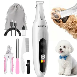 Electric Pet Grooming Clipper with LED Light - Low-Noise USB Rechargeable, Dog & Cat Nail Trimmer for Nails, Eyes & Ears Grooming