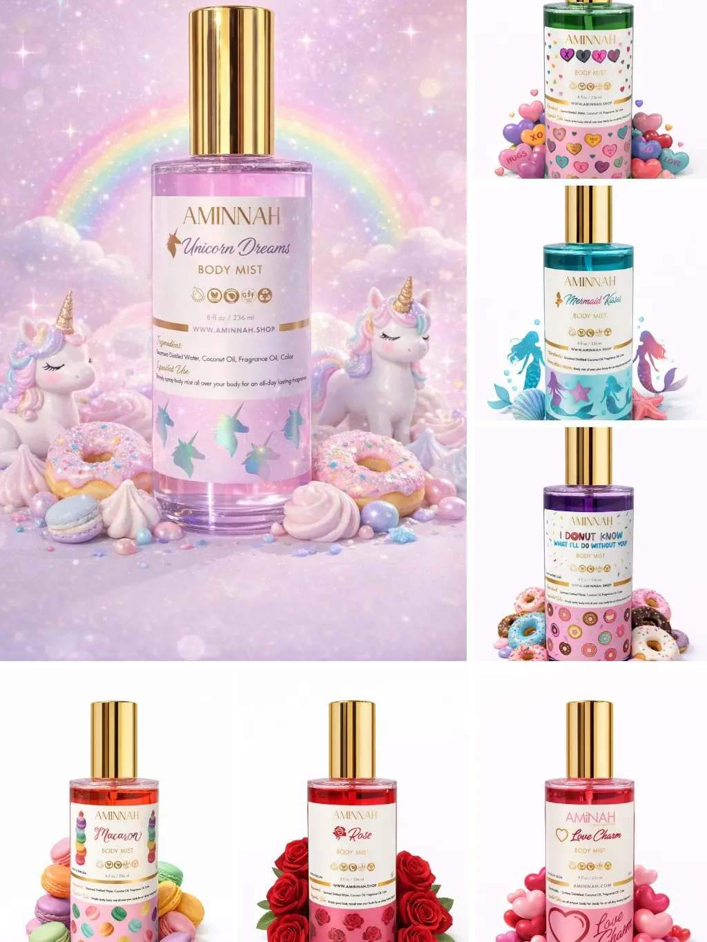 AMINNAH Body Mists - Cruelty Free Fragrance Spray, Elegant Perfume Mist, Day Fragrance, Single Item or Bundle Option