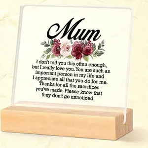 Mum Gift: Acrylic Desk Plaque with Love Message, Perfect for Mother's Day & Birthdays, Thoughtful Present Idea for Moms