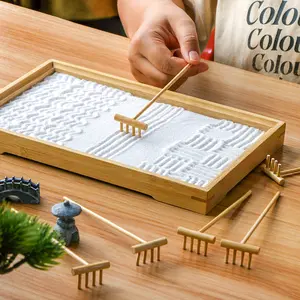 Zen Garden Mini Bamboon Rake - 6PCS Tabletop Rock Sand Garden Tools Accessories Small Sandbox Kits Japanese Zen Gift for Birthday Unique Desktop Decor