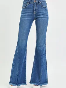 RISEN Mid Rise Flare Side Seam Detailing Jeans