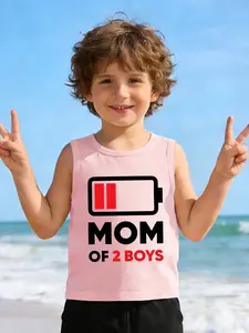 Boys' Sleeveless Vest Set, Humorous Design for Boys & Girls, Breathable Fabric Ideal for Summer, Multiple Colors Available